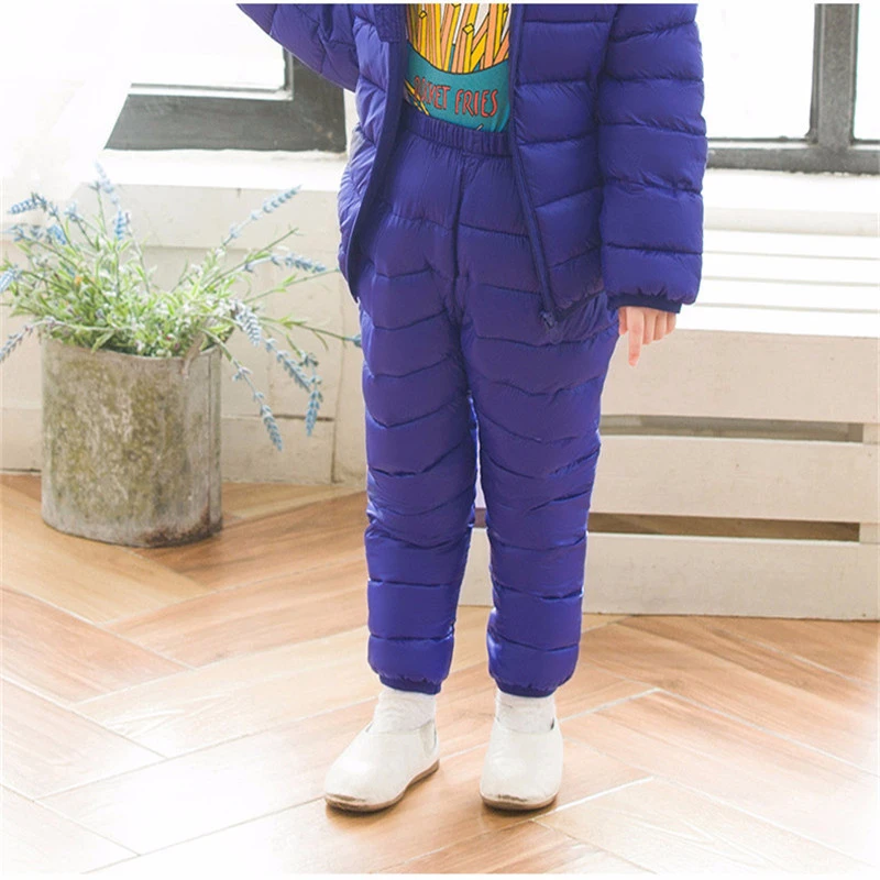 Зимние штаны для девочек и мальчиков теплая одежда детей Детские плотные брюки с