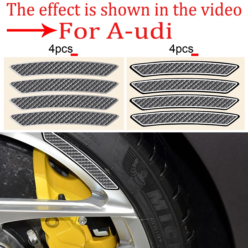 

4pcs 2 Color Car Stickers Wheel Hub Decal Exterior Accessories Car Goods For Audi TT A3 A4 A5 A6 A7 C5 6 8L 8P B6 B7 B8 Q3 Q7 8V