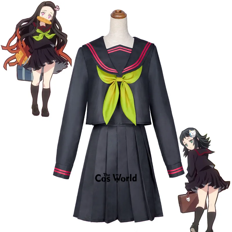 Демон убийца: Kimetsu no Yaiba Kamado Nezuko Makomo JK школьная форма костюм моряка Топы платье