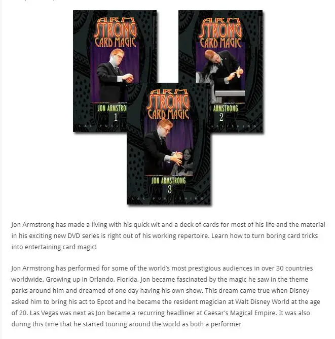 

Jon Armstrong - Armstrong Card Magic (3 DVD) - Magic Tricks