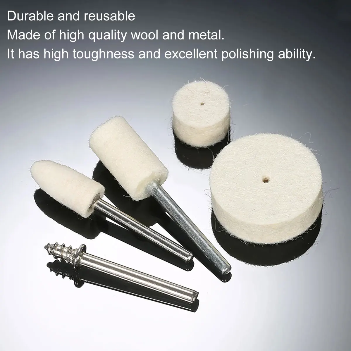 

145pcs Wool Felt Mounted Polishing Buffing Wheel OD 9.5/13/25mm grinding head For Dremel Drill Rotary Tool 1/8" Shank