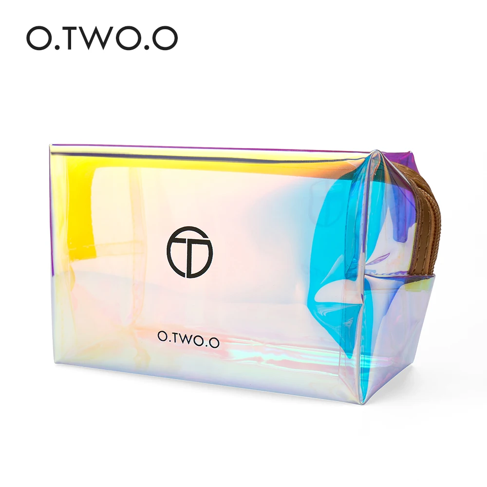 

O.TWO.O Transparent Holographic Cosmetic Bag Travel Make Up Necessaries Organizer Zipper Toiletry Kit Makeup Case Pouch
