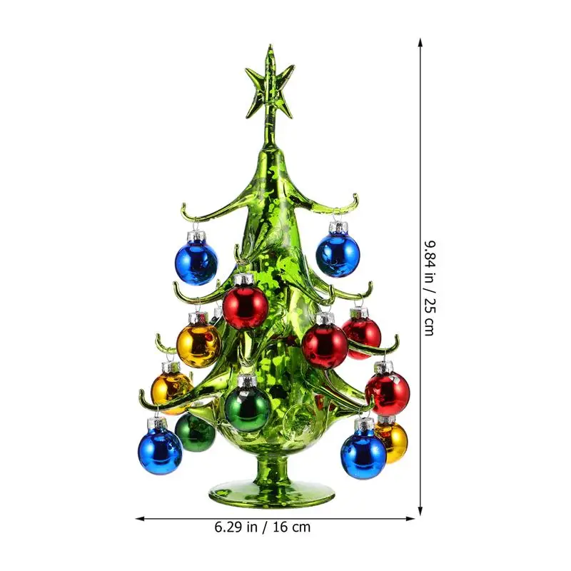 

Christmas Tree Figurines Decoration Ornament Tabletop Miniature Glass Craft