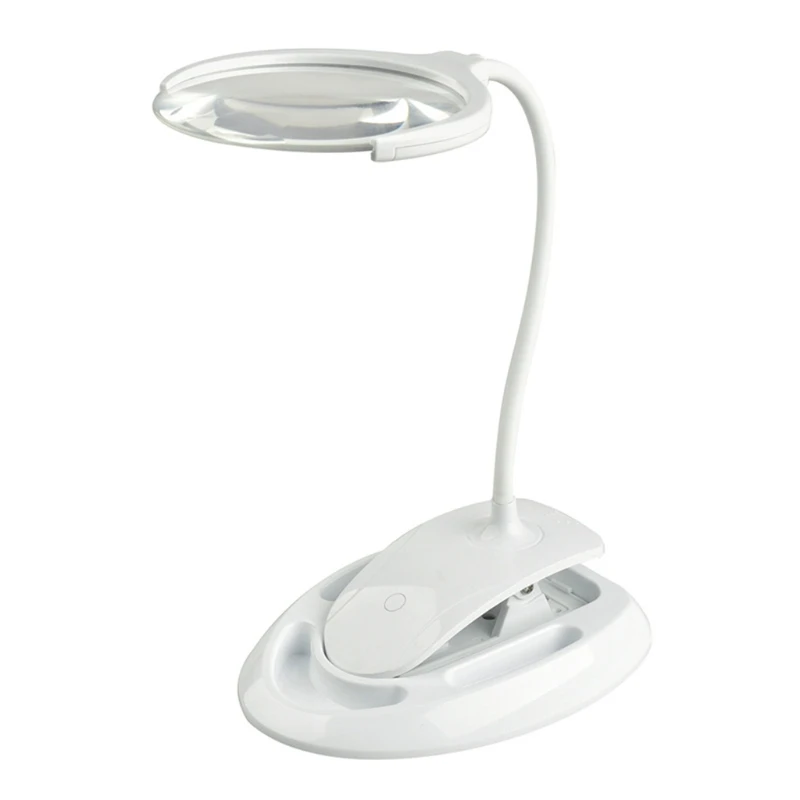 

2-in-1 Magnifier Bright LED Light 3X 8X with Base Stand Clamp for Reading Painting Sewing Needle Craft Puzzle Hobby Fans
