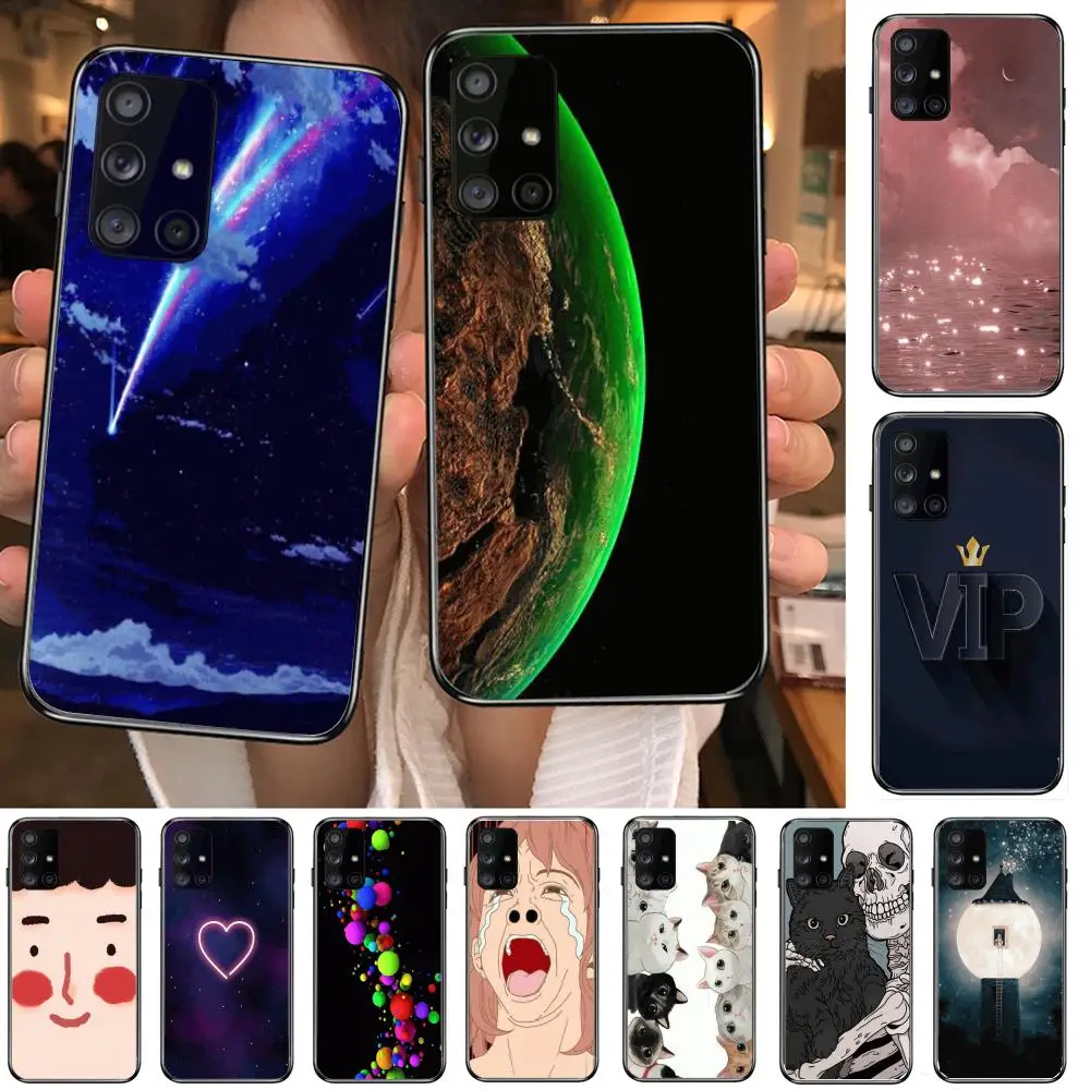 

Meteor Phone Case Hull For Samsung Galaxy A 90 50 51 20 71 70 40 30 10 80 E 5G S Black Shell Art Cell Cover