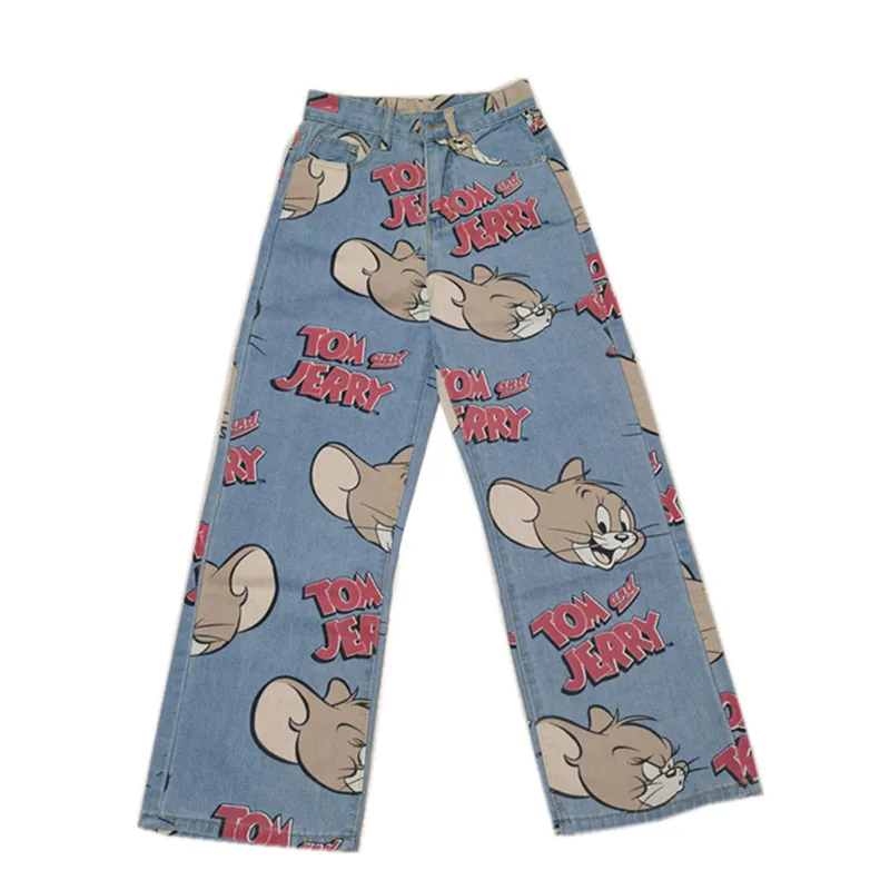 

Cartoon jeans women cute hip-hop pants fashion loose rock jeans Harajuku autumn casual pants street clothes women