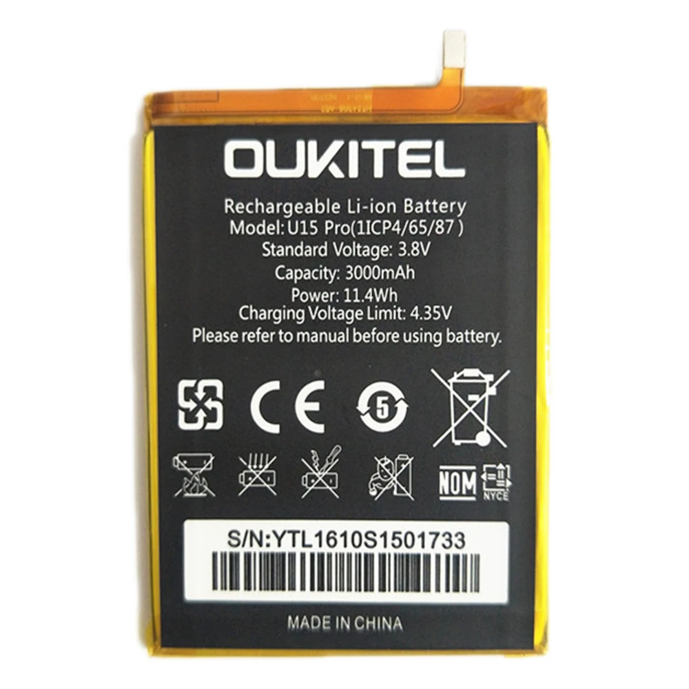 

2PCS battery for OUKITEL U15 pro battery 3000mAh 5.5inch MTK6753 Mobile phone battery