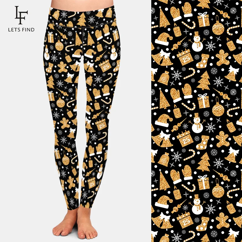 LETSFIND 3D золотая Рождественская тема цифровая печать молочный шелк принт женские