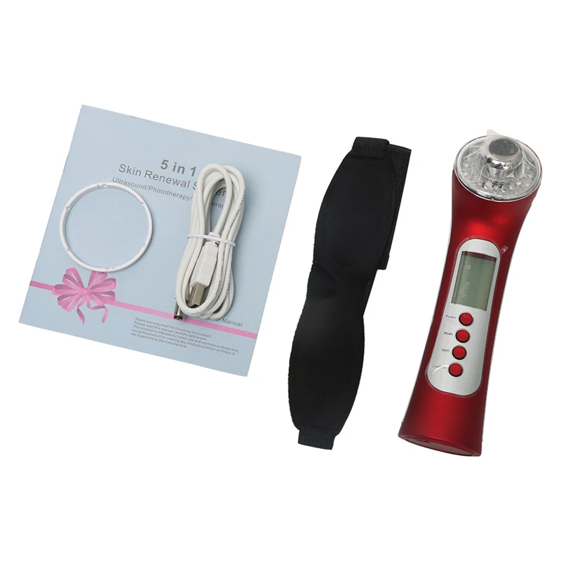 Перезаряжаемый гальванический массажер для лица 5 в 1 светодиодный светильник