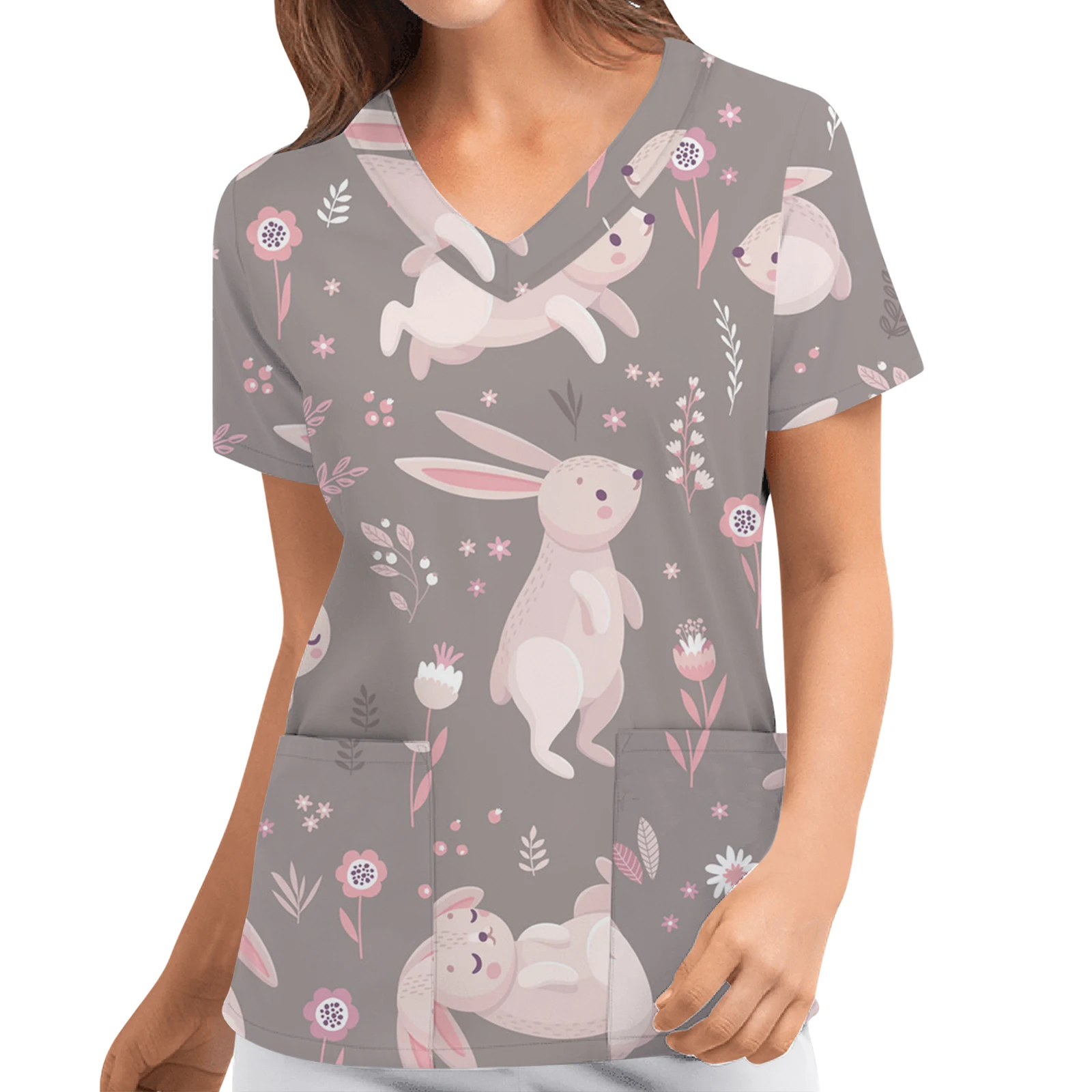 Униформа медсестры и врача с принтом кролика скрабы топы комбинезоны