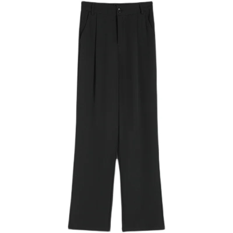 

Summer 2021 New Women's White Pants High Waist Button Loose Wide Leg Suits Pants Female Office Lady Long Trousers