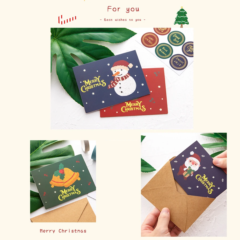 10 штук Рождественские поздравительные Мультяшные печатные бумажные открытки