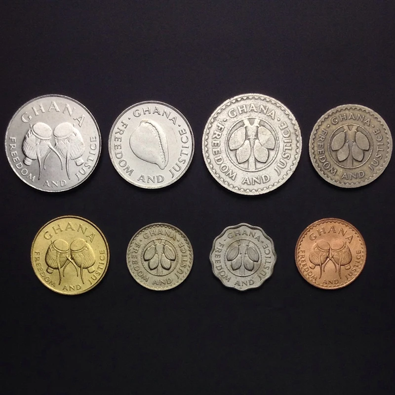 

Set of 8 Ghanaian100% Real Original Coins Genuine Issuing Collection Coins Unc