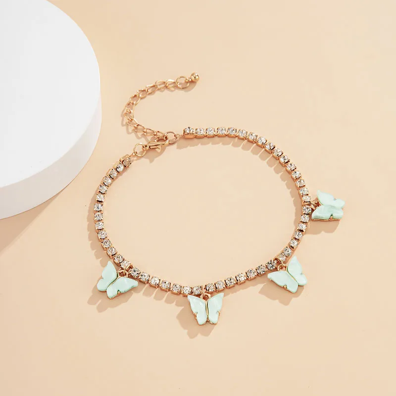 

Simple Bohemian Anklet For Women Fashion Zircon Gold Butterfly Chain Anklet Crystal Beach Anklet Jewelry