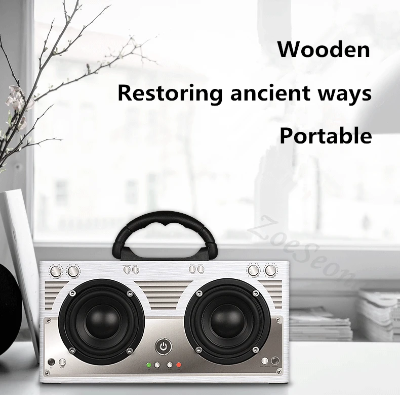 W9 Ретро Беспроводной Bluetooth Динамик V4.2 Aux 3 5 мм FM супер бас звуковая панель