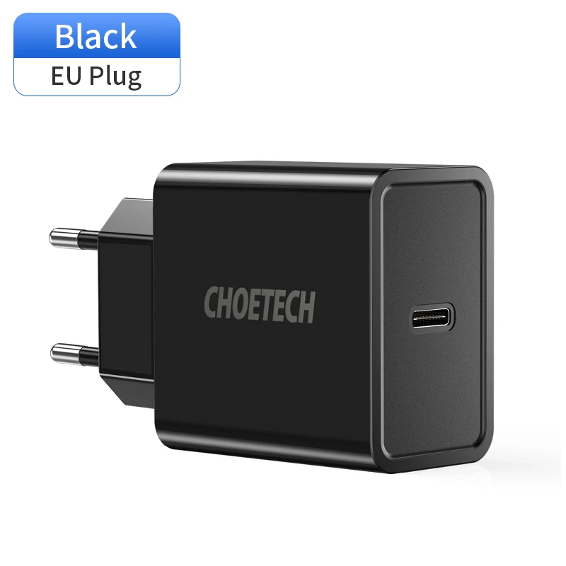 EU PLUG CHOETECH быстрое зарядное устройство usb type-C зарядное устройство PD 18 Вт Зарядное устройство для мобильного телефона для iPhone X XS 11 Pro Max зарядное устройство Xiaomi Phone PD зарядное устройство - Тип штекера: EU PLUG