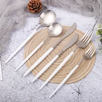 cutlery tableware set stainless steel white silver knives forks spoons gold cutlery set kitchen tableware kitchen dinnerware set