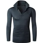 Jeansian Мужская Уличная футболка, футболка, Пляжная, сухая, с длинным рукавом, гольф, теннис, боулинг, Рубашки, Топы LA300, темно-серый