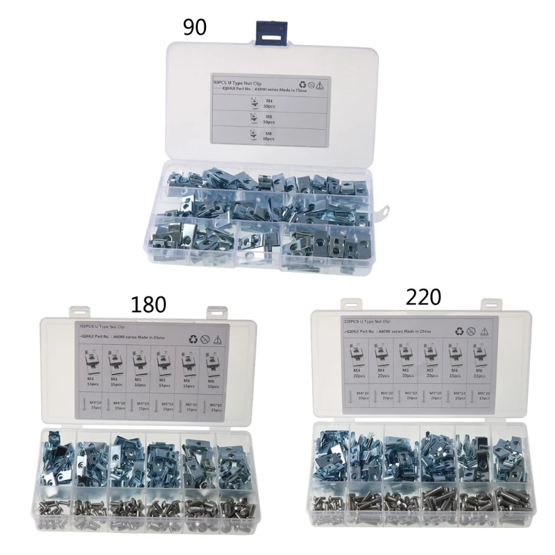 

D7WD M4/M5/M6 U-образные гайки, зажимы для электрического автомобиля, трактора, мотоцикла, обтекатель, панель кузова 180 шт./220 шт./90 шт.