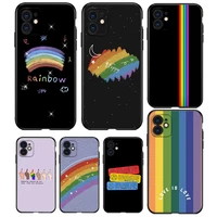rainbow love is love happy for apple iphone 13 12 11 mini 8 7 6s 6 xs xr x 5 5s se 2020 pro max plus black soft phone case