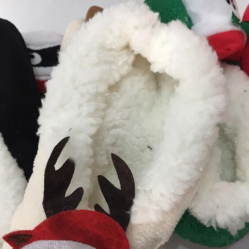 

New Cute Christmas Home Slippers Women Winter Warm Flannel Short Plush Soft Bedroom Non-Slip Women Flats Shoes Slipper