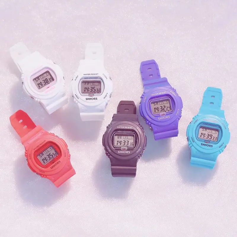 СВЕТОДИОДНЫЙ Цифровой браслет женские новые белые часы для девушек студенческие