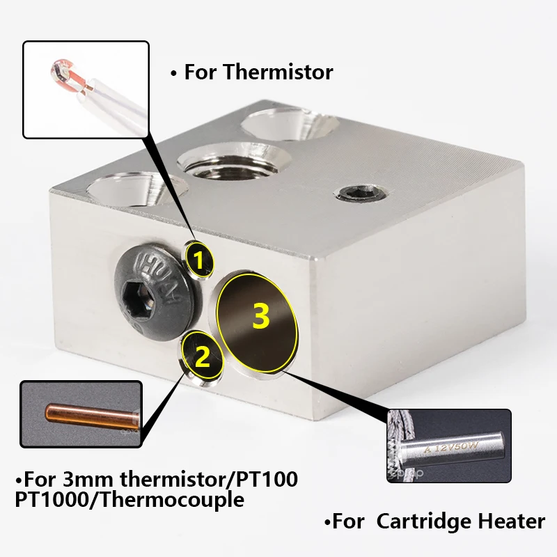 5APlus CR10 Алюминиевый/Медный блок с покрытием из латуни для нагревательного блока Ender 3 CR10 Ender3 V2 3D-принтер Экструдер Горячая головка Mk8 с соплами.