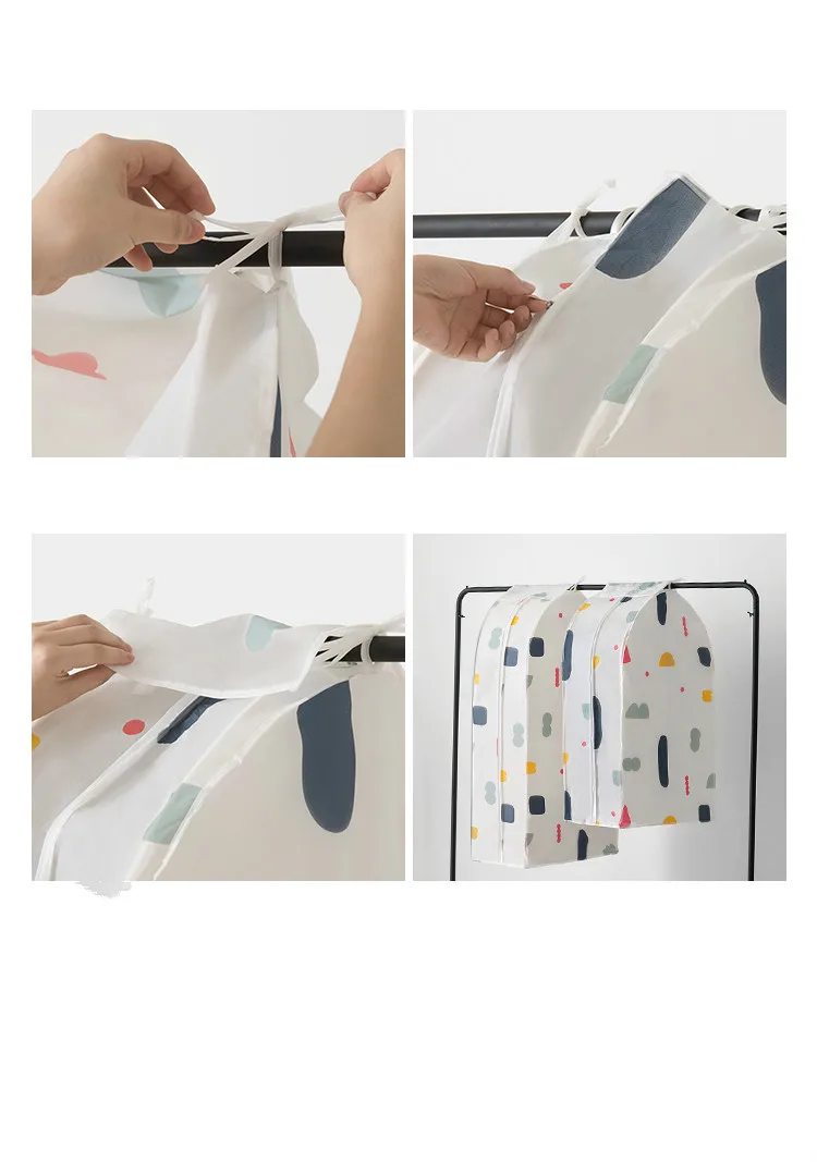 

3D Zipper Dust Clothes Cover Waterproof Clothes Storage Wardrobe Suit Bags Hanger Case Clothing Cover Dust Bag Hanging Organizer