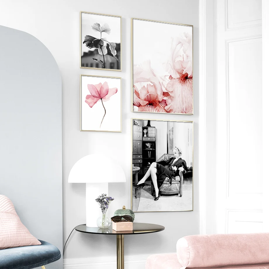 

Настенная картина с розовыми цветами на холсте, винтажные модные сексуальные женские постеры и принты, картины с цитатами для гостиной