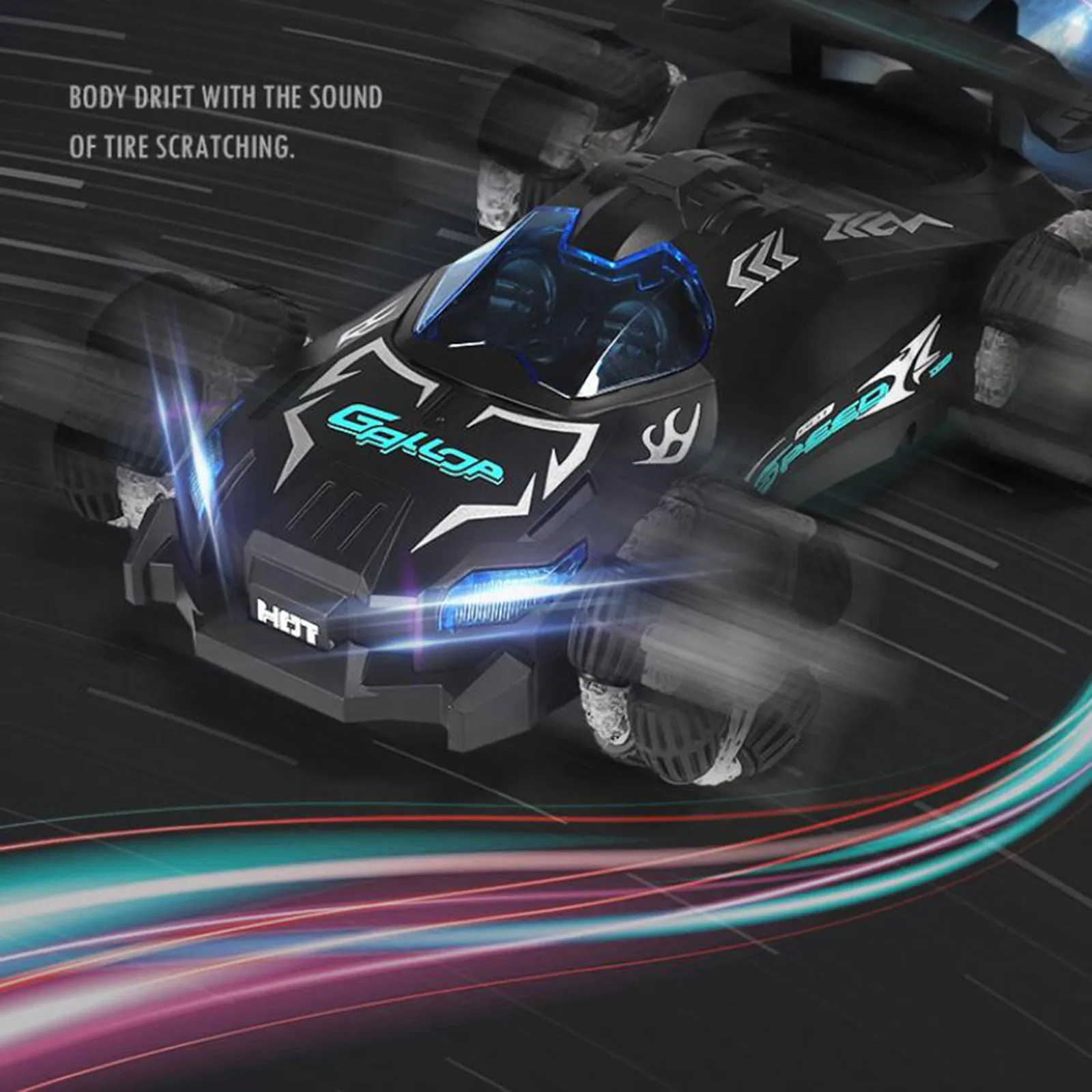 Черная крутая трюковая машинка с дистанционным управлением игрушечная