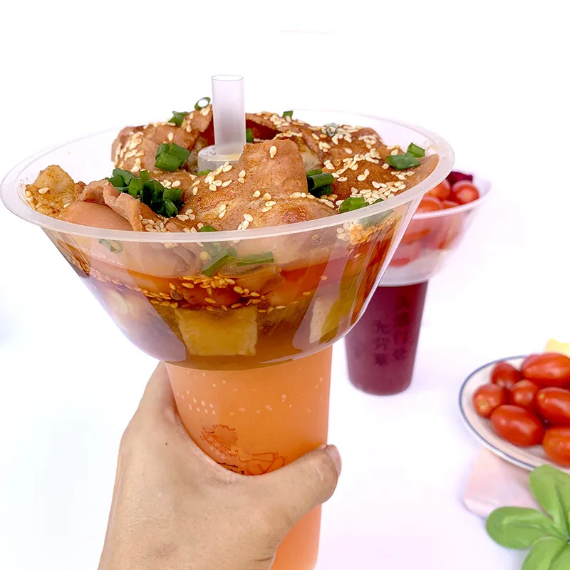 

10pcs Net Red Party Creative Steak Fried Chicken Fruit Hot Pot Snacks Cup Holder Bowl Milk Tea Cup 500ML Juice Plastic Cups