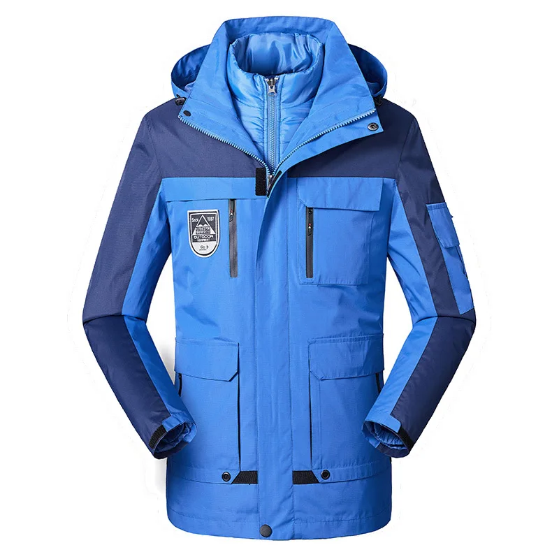 women blue Топ для мужчин и женщин, куртка, пальто, Осень-зима, для катания на лыжах, рыбалки, пуховики, ветровка для мужчин, водонепроницаемая Женская куртка для кемпинга и пешего туризма - Цвет: women blue