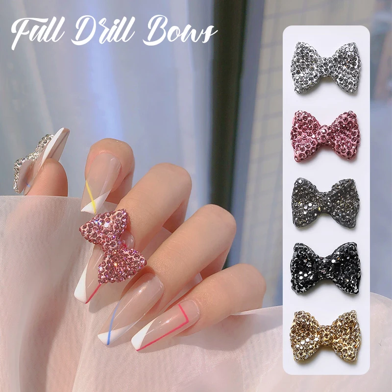 

2pcs Shiny Rhinestones 3D Bow Nail Art Charms Glitter Crystal Jewelry Bowknots Nail Gems Diamonds DIY UV Manicure Decorations