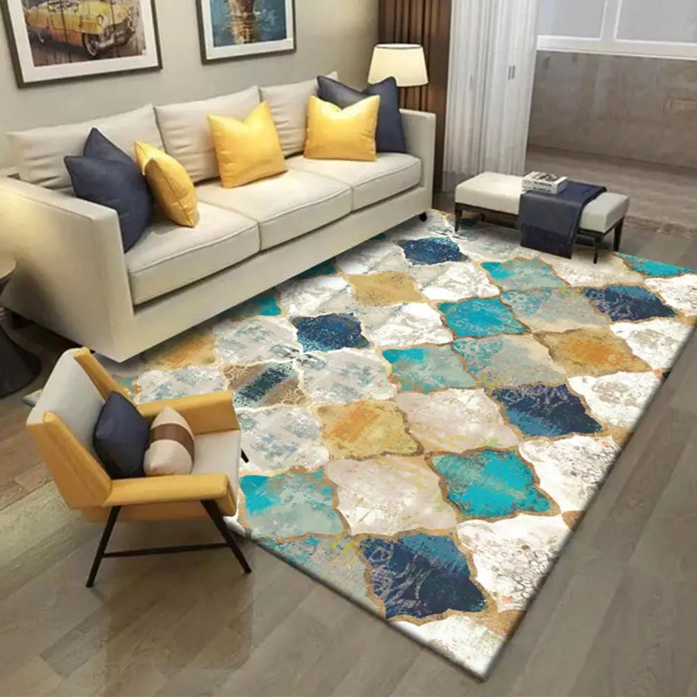 Нескользящий прямоугольный коврик марокканский для спальни гостиной столовой и