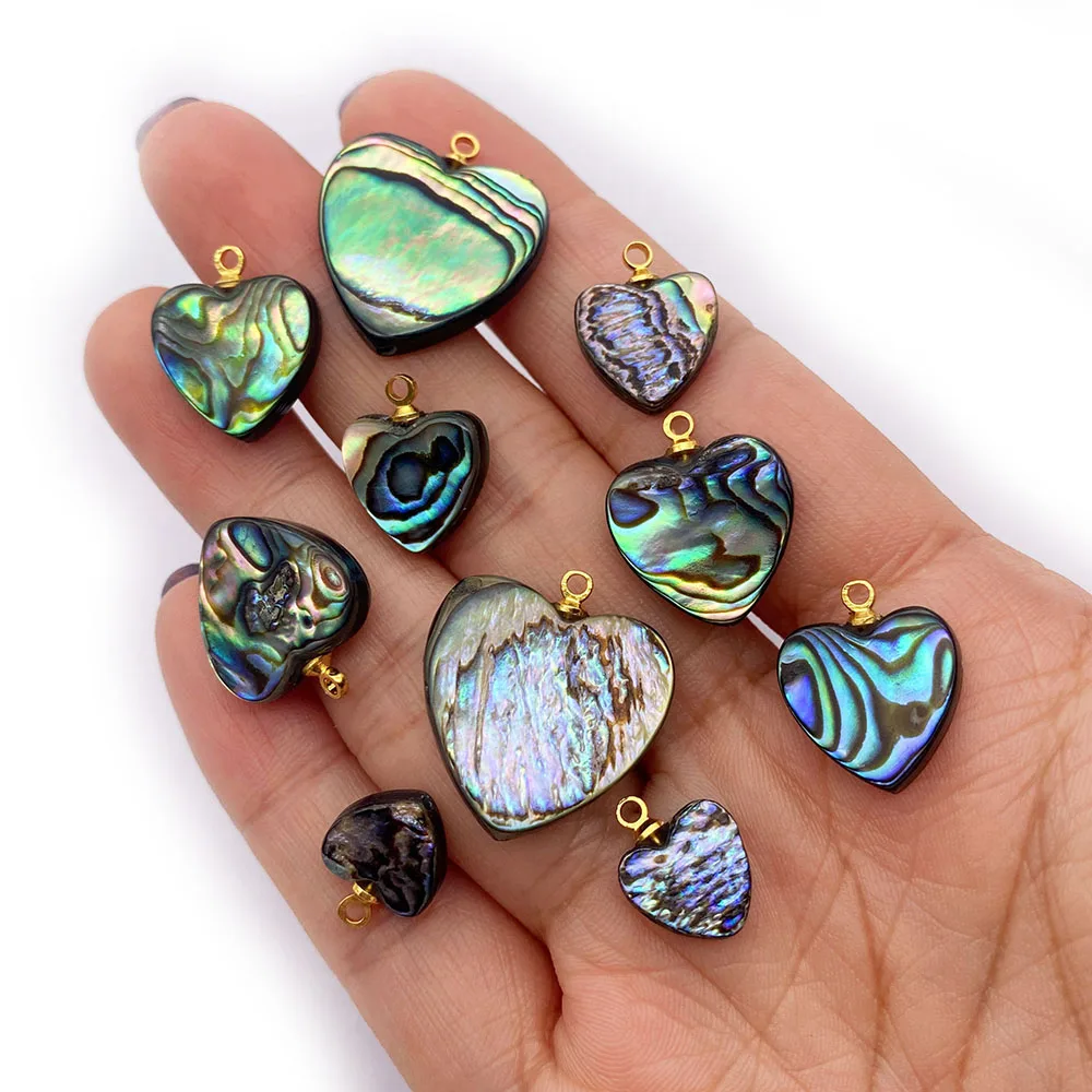 

2pcs/bag Fashion Heart Shaped Abalone Shell Pendant Necklace Accessories Charm DIY Making Earrings Bracelet Supplies Gift