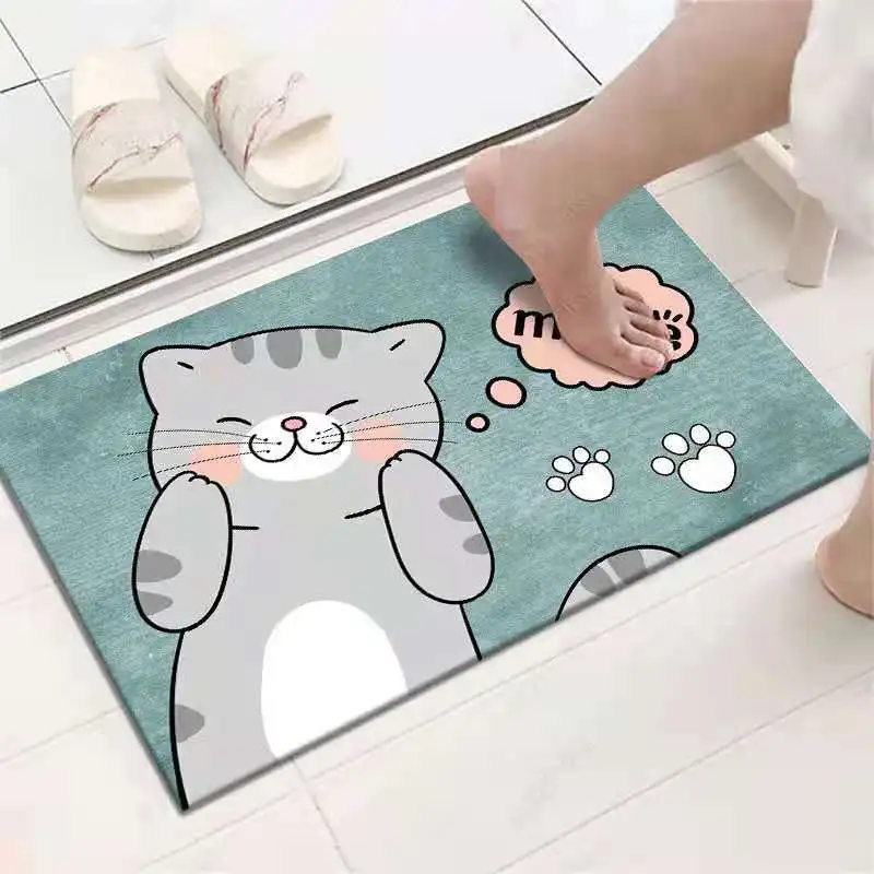 

Anti-slip Bath Mat Super Absorbent Kitchen Area Rugs Cartoon Print Entrance Doormat Soft Living Room Bedroom Carpet Home Decor