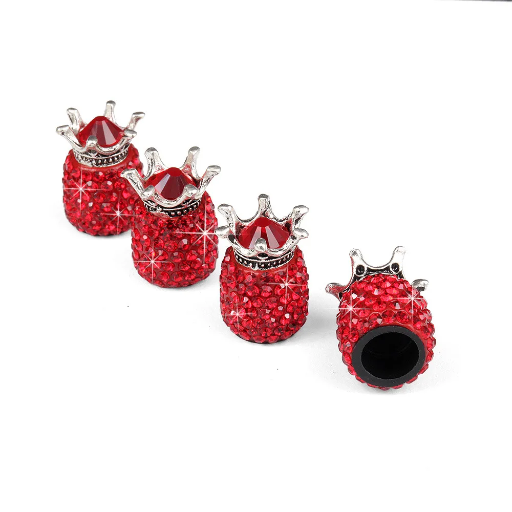 4pcs Red 4 шт. Корона искристый Алмазный кристалл Колесные колпаки горный Хрусталь Глина ABS автомобильные клапаны шин стержень шины воздушный клапан крышки Герметичная крышка Bling - Цвет: 4pcs Red