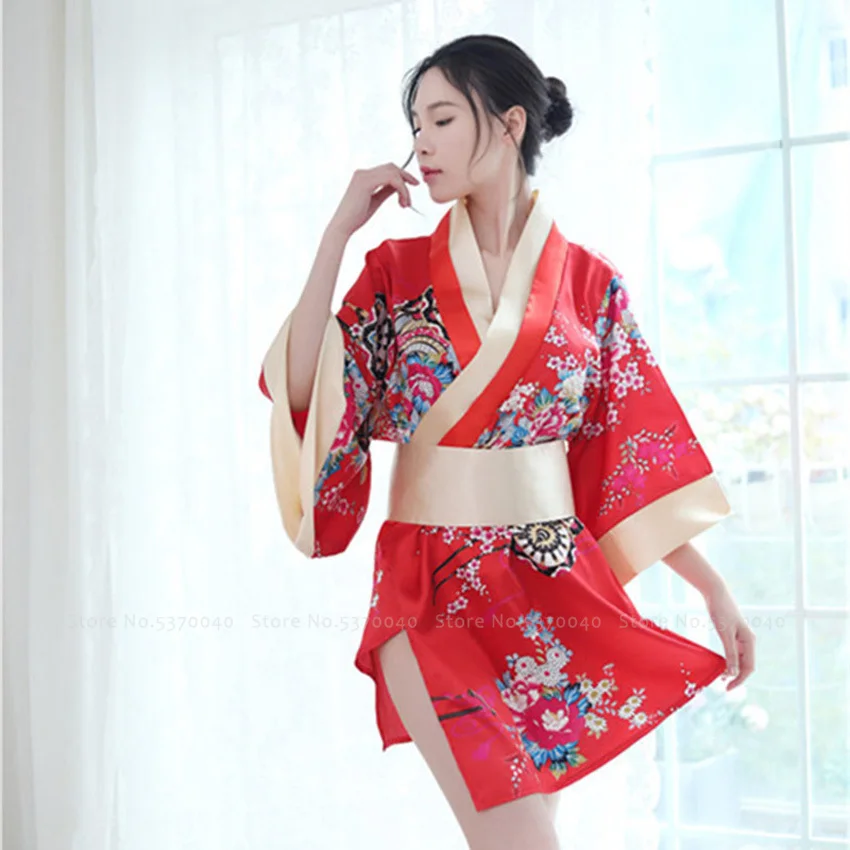 Женское пикантное кимоно атласная пижама одежда для сна Традиционная японская