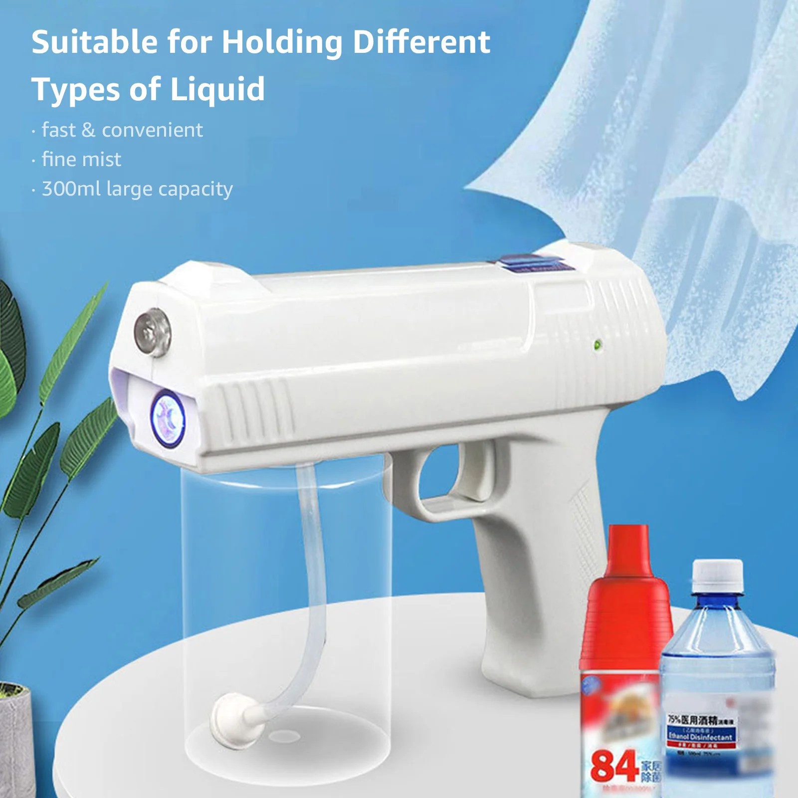 

Humidifier Spray Gun Steam Gun Rechargeable Auto Atomizer Portable Cordless Fogger Machine Electric Sprayer for Outdoor Indoor