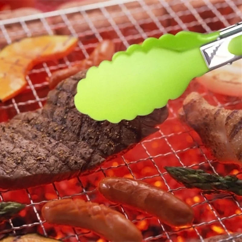 1PCS Kitchen Cooking Salad Food Clip Barbecue Tongs Stainless Steel Handle Appliances BBQ Tools