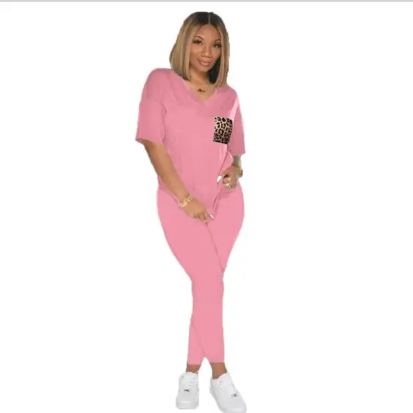 Женский спортивный костюм из двух предметов брюки с коротким рукавом одежда для