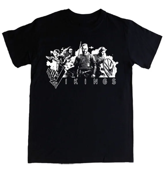 

VIKINGS Ragnar Lothbrok Lagertha Rollo Floki Logo Men's T-Shirt