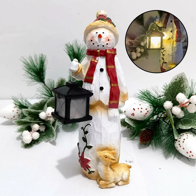 

Деревянный снеговик с солнечной батареей, окрашенные полимерные поделки, рождественское настольное украшение для дома, гостиной, сада