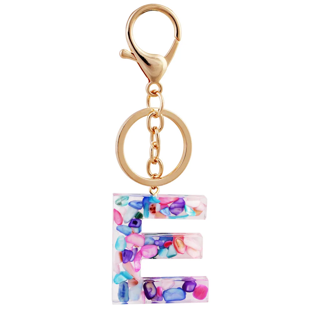 

Acrylic Material 26 Letter Sequined Keychain Shining Nameplate Handbag Charms Bag Pendant Key Ring Accessories Jewelry Gift Hot