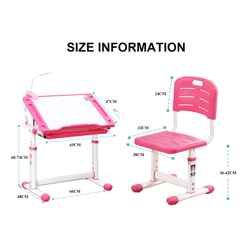 Multifunctional Study Table and Chair for Students Kids with Lamp Learn Homework Desk Adjustment Furniture | Мебель