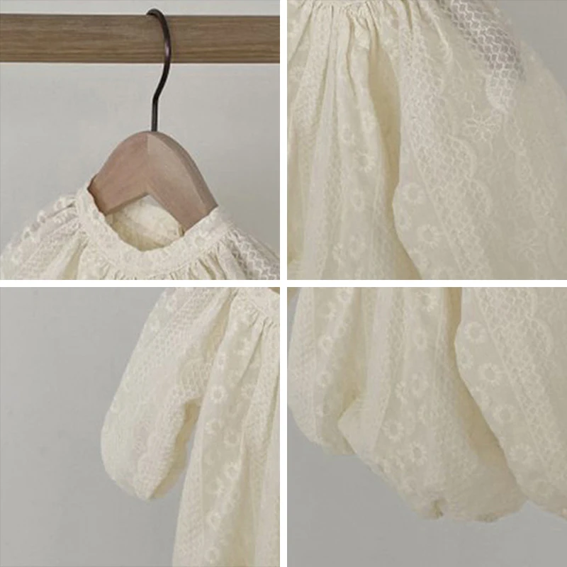 

Menoea 2021 Summer Korean Style Children Clothing Baby Girl Comfortable Rompers Lace Hook White Flower Clothes Baby Jumpsuit
