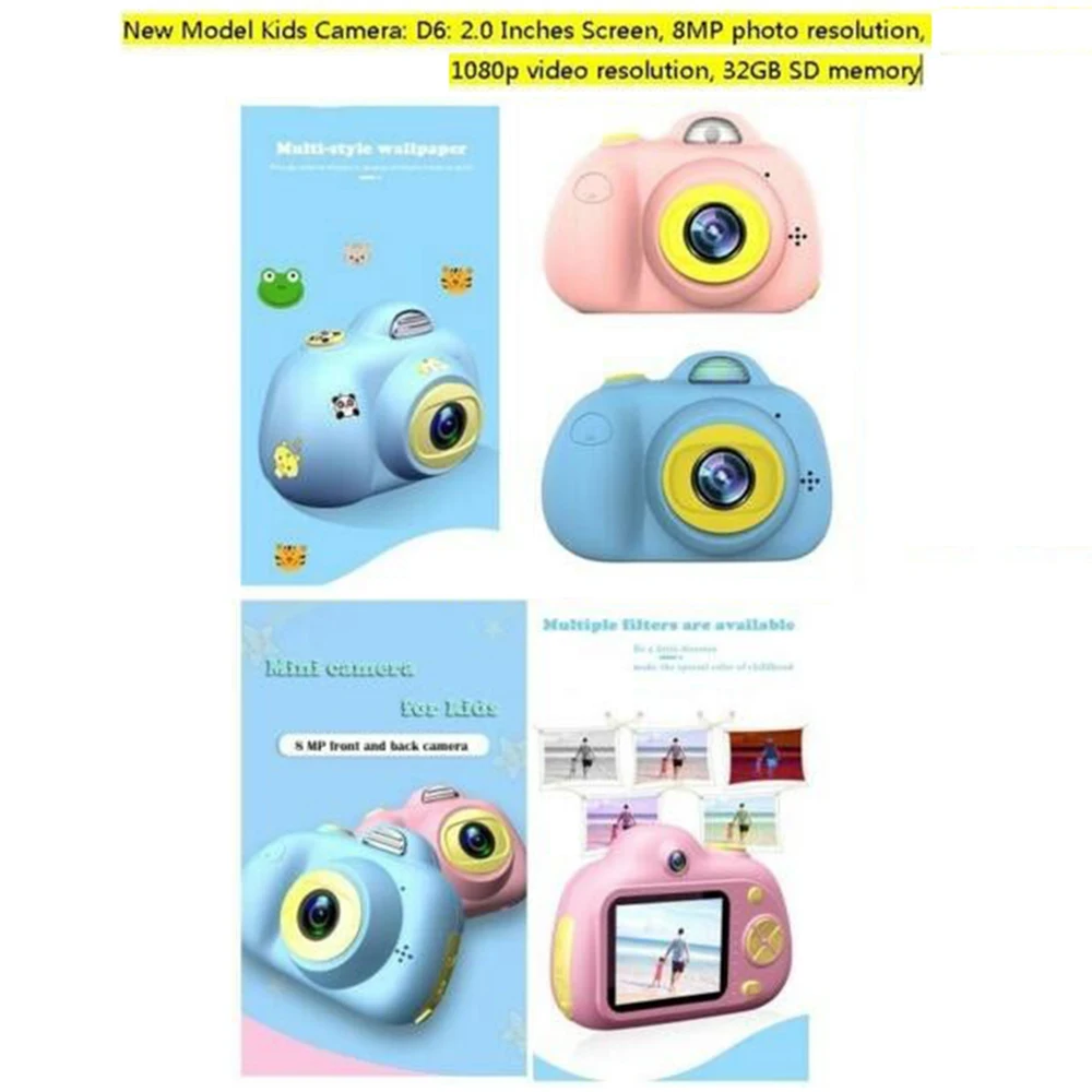 Детская Цифровая камера 8MP 2 &quotlcd 1080P селфи Бесплатная sd карта 16 Гб подарок на день