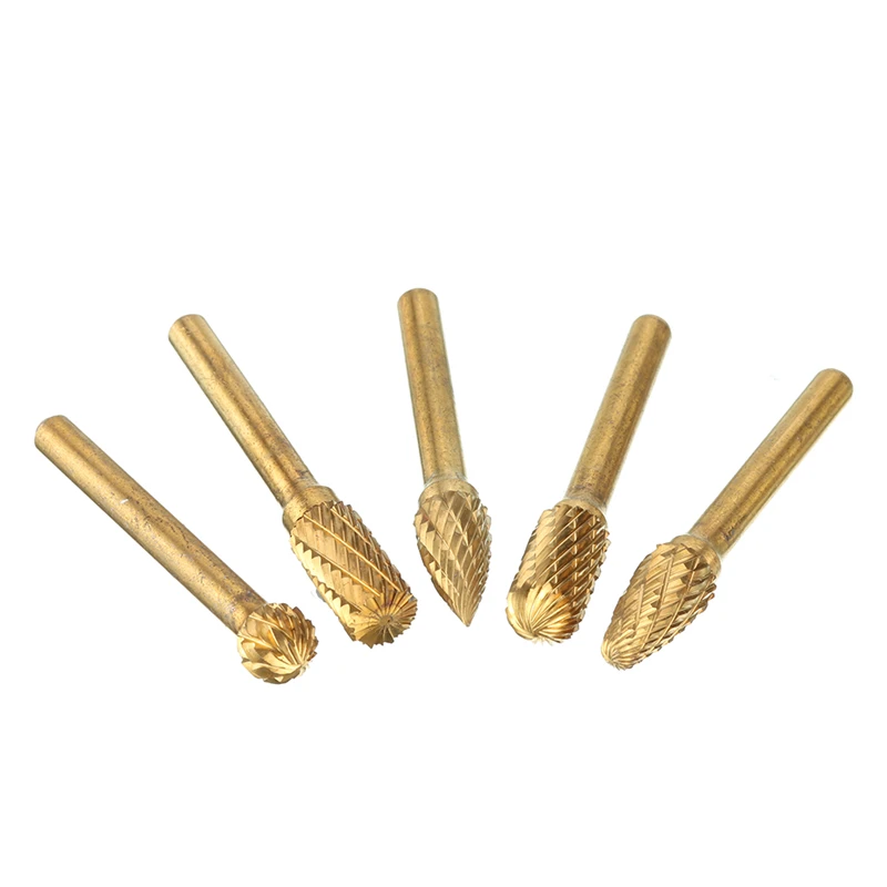 5 шт. 6 мм хвостовик Шлифовальная головка Карбид роторный напильник с титановым