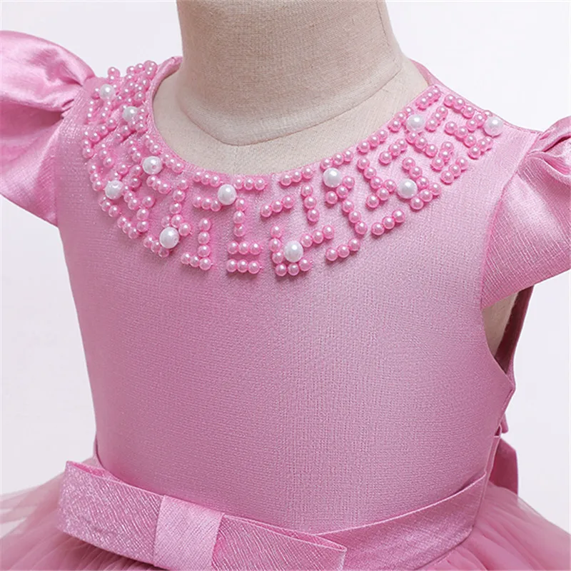 Многослойное платье принцессы с бисером для маленьких девочек на день рождения