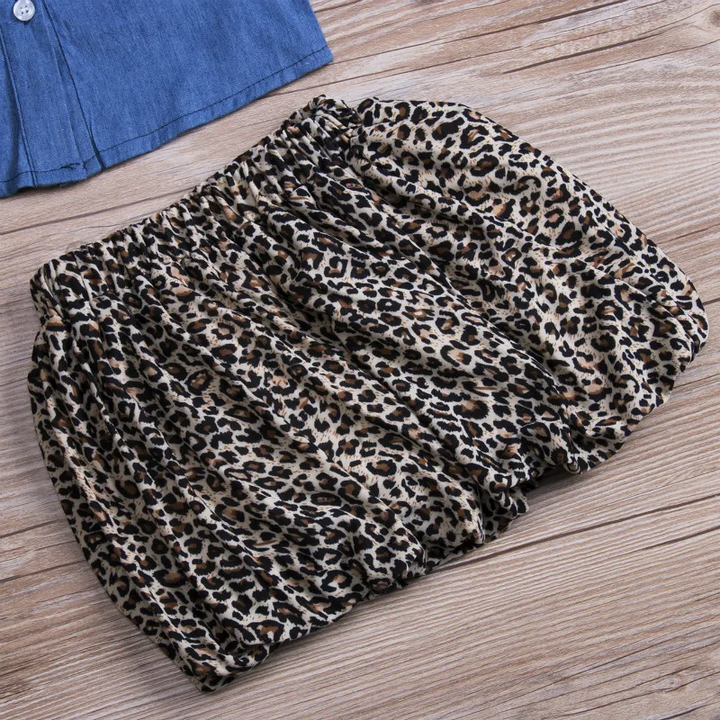 Модная летняя одежда для маленьких девочек из 3 предметов джинсовые топы